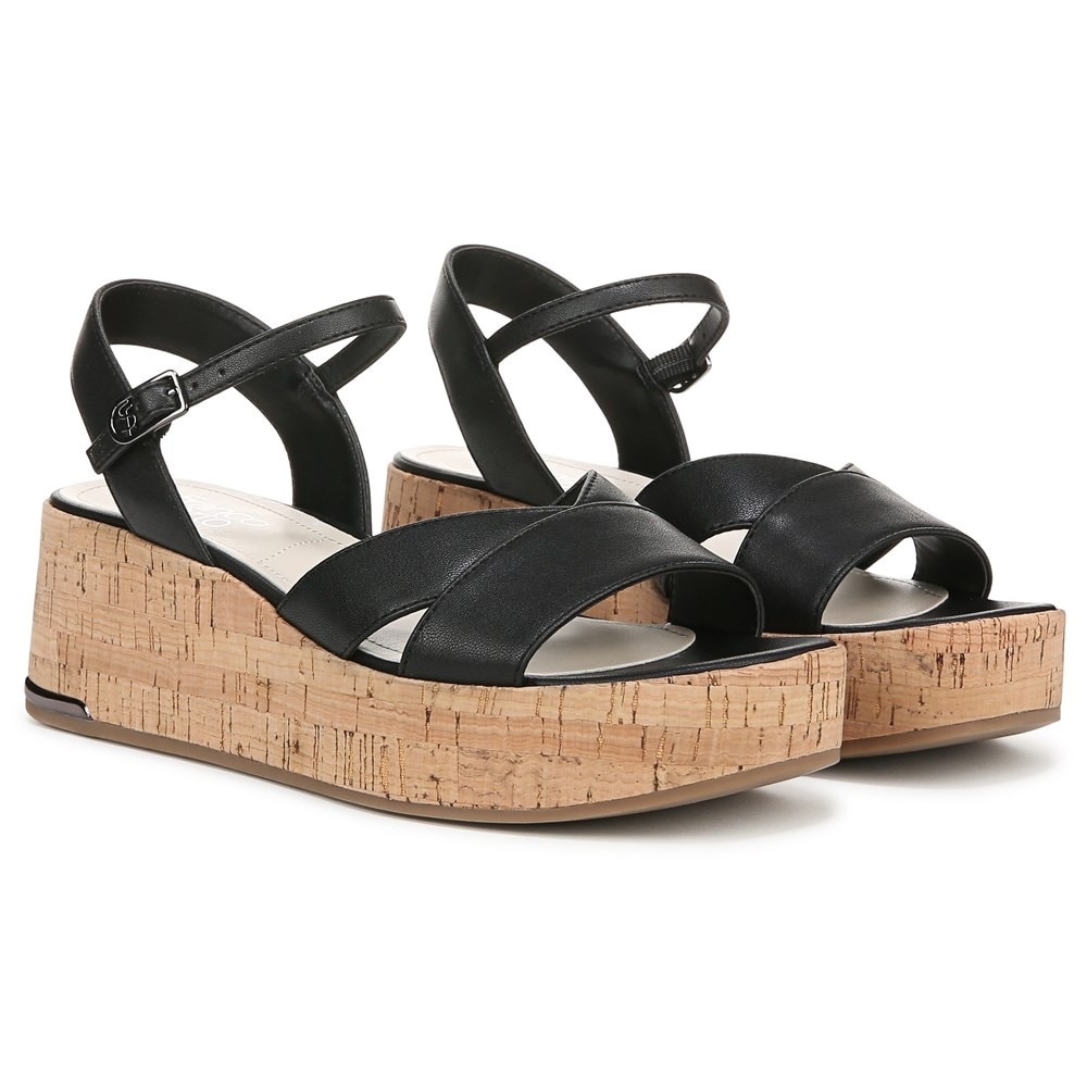 Franco Sarto Black Tilden Wedge Sandals Sz 7.5